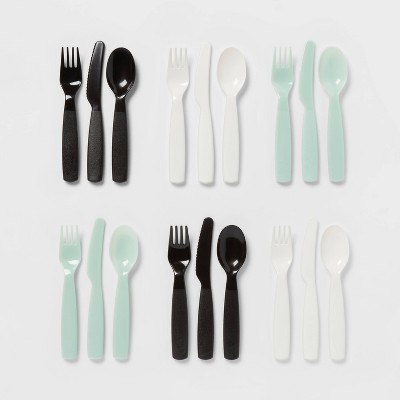 WeeSprout Toddler Utensils, 3 Forks & 3 Spoons, 18/8 Stainless Steel & Food  Grade Silicone, Blue, Pink, Off-White