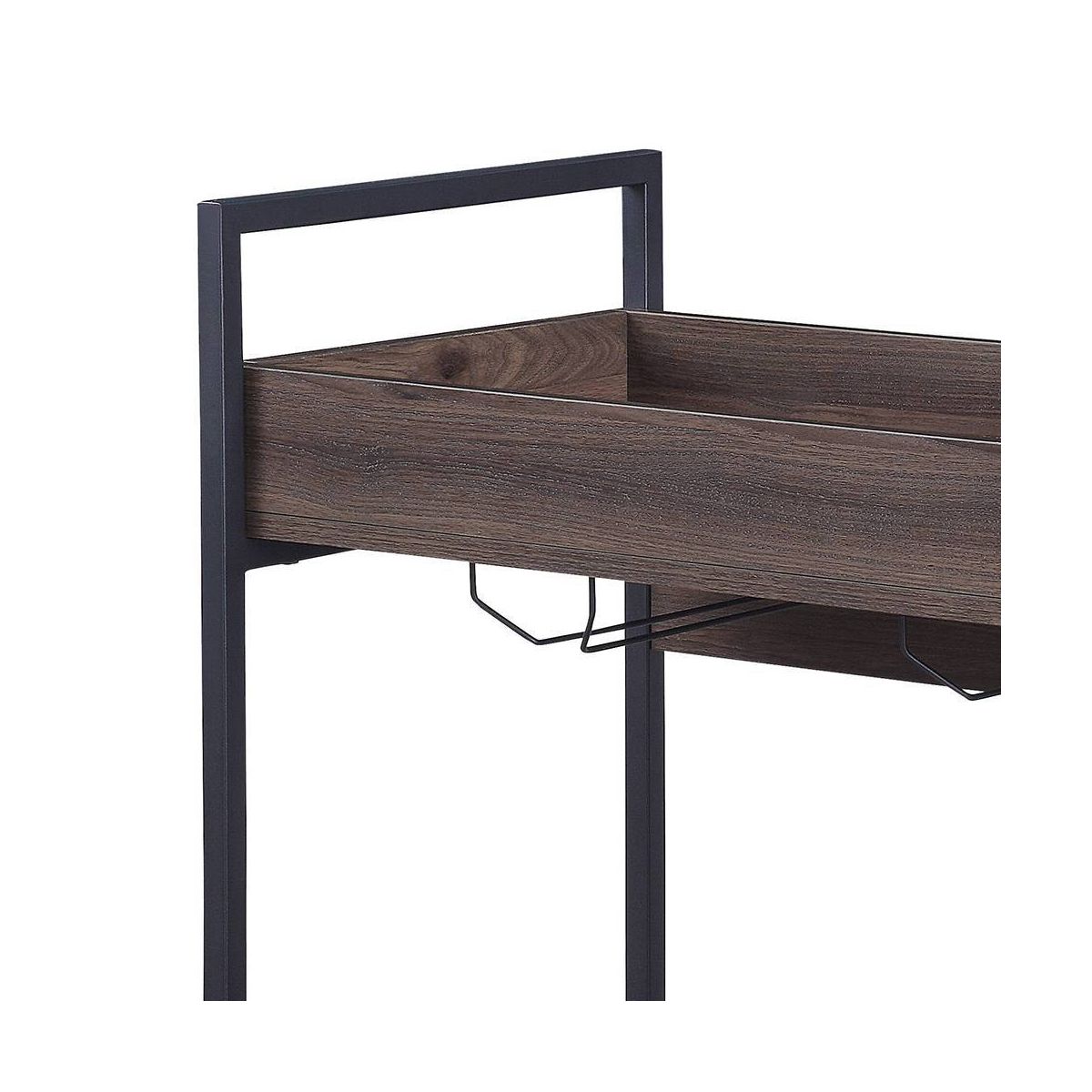 Acme Furniture Jerrick Bar Serving Cart Walnut/Black Finish - thumbnail 3