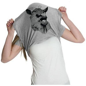 Womens Ask Me About My Goat Flip Up T Shirt Cute Farm Animal Slim Fit Tee - Crazy Dog Women's T Shirt - 1 of 4