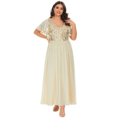 Gold Mother Of Bride Formal Dress With Leaf-sequined Em01583, 20 : Target