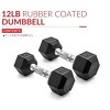 5lb 8lb 10lb 12lb 15lb Coated Rubber Hex Dumbbell, Pair of 2 - 3 of 4
