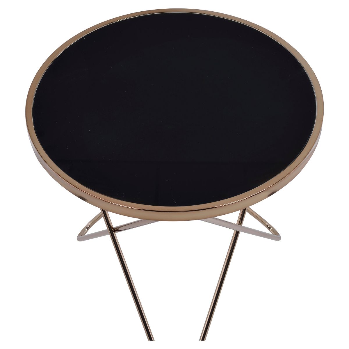 End Table Black Champagne - Acme Furniture: Modern Geometric Base, Laminated Glass, Metal Frame - thumbnail 3