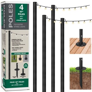 Excello Global Products Retail Packaging - Light Pole 4 Pack + 100 ft Lights - 1 of 4