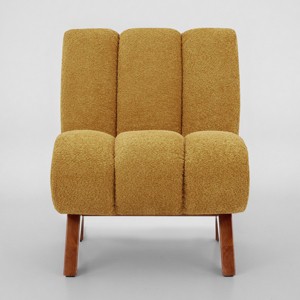 Art Leon Polar Fleece Fabric Upholstered Accent Slipper Chair with Rubber Wood Legs - 1 of 4