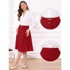INSPIRE CHIC Women's A-Line Vintage High Waist Pleated Button Decor Midi Skirt - 2 of 4