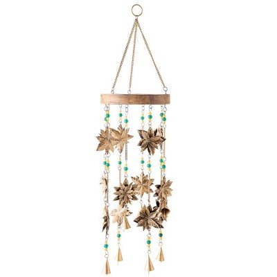 Wind & Weather Beaded Antiqued Bronze-Colored Poinsettia Blossom Wind Chime