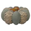 Northlight Fall Harvest Layered Wooden Leaves and Burlap Pumpkin - 10" - Green and Beige - 4 of 4