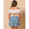 INSPIRE CHIC Women's Layered Ruffle Hem Elastic Waist A-Line Skater Floral Mini Skirt - 4 of 4