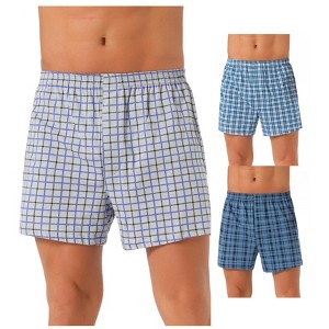 INSPIRE CHIC Men's 3 Pack Classic Plaid Pattern Boxer Shorts - 1 of 4