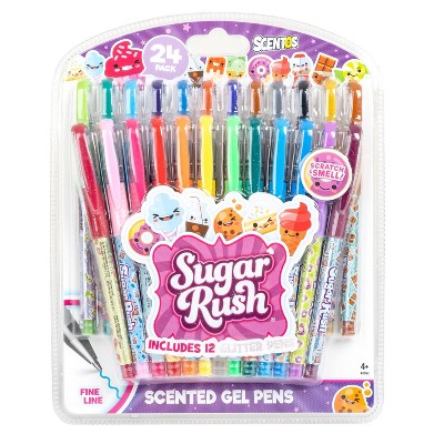 Scentos Sugar Rush Colored Gel Pens for Kids - Candy Scented Pens - Medium Point Gel Pens for Coloring - for Ages 4 and Up - 12 Count (Retractable)