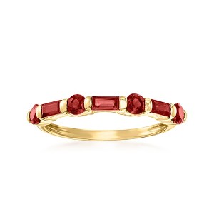 Ross-Simons 0.80 ct. t.w. Baguette and Round Garnet Ring in 14kt Yellow Gold - 1 of 4