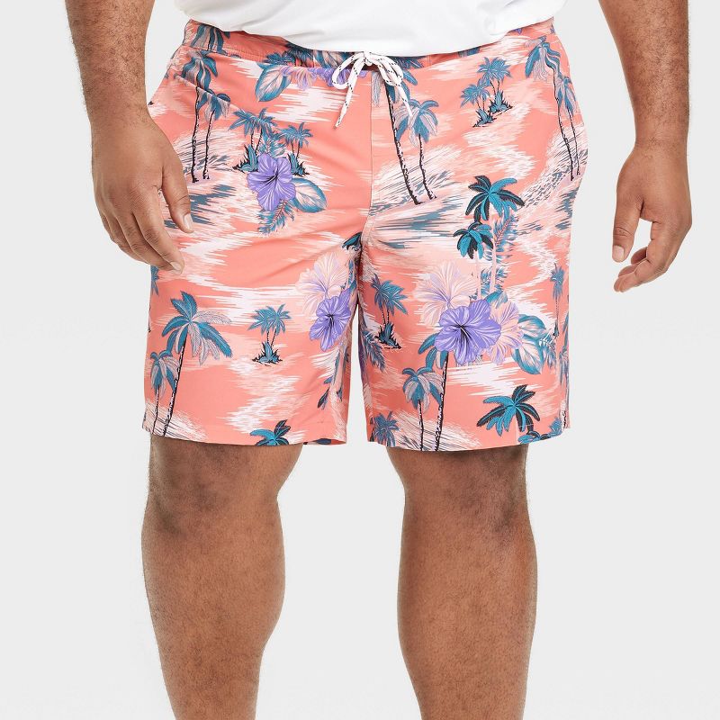 Men's 9" Floral Print Board Swim Shorts - Goodfellow & Co™ Pink, 1 of 5