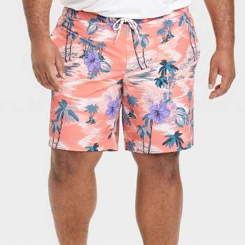 Men's 9" Floral Print Board Swim Shorts - Goodfellow & Co™ Pink