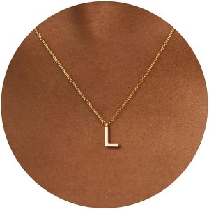 Initial Necklace for Women, 14K Gold Plated Dainty Personalized Letter Pendant - 1 of 4