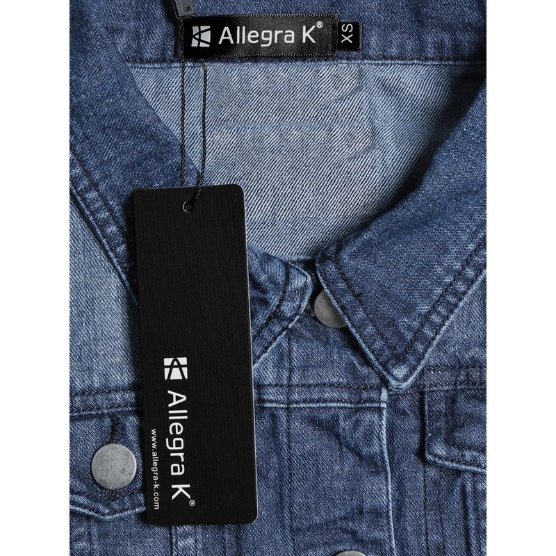 Allegra K Women's Buttoned Washed Denim Vest with Faux Chest Flap Pockets, 5 of 6