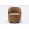 360° Swivel Accent Armchair, Barrel Chair With Black Powder Coating Metal Base-ModernLuxe - 4 of 4