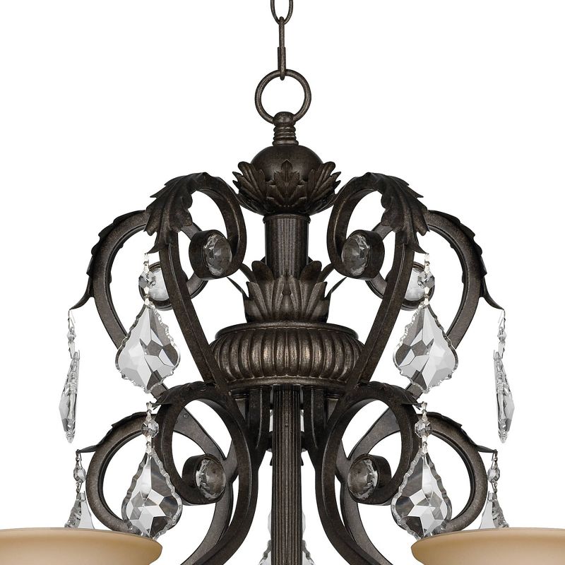 Kathy Ireland French Bronze Chandelier 31" Wide Rustic Crystal Amber Bell Glass 5-Light Fixture for Dining Room House Home Kitchen, 4 of 10