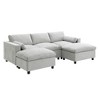 Maliang 86.5'' Chenille Sectional Sofa with Storage Pockets, 5 Seat U Shaped Couch with Pillows, 2 Movable Ottoman, Free Combination - 3 of 4