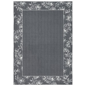 Modern Bordered Non Slip Living Room Rugs, Washable Ultra Thin Low Pile Bedroom Carpet, Indoor Contempory Floor Cover for Dining Room - 1 of 4