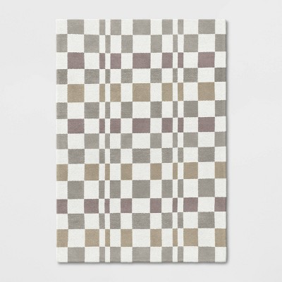 5'x7' Checkered Woven Flatweave Area Rug White - Threshold™