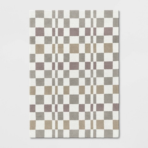 Checkered Woven Flatweave Area Rug White - Threshold™ : Target