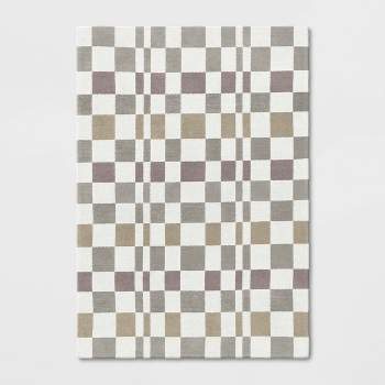 Checkered Woven Flatweave Area Rug White - Threshold™