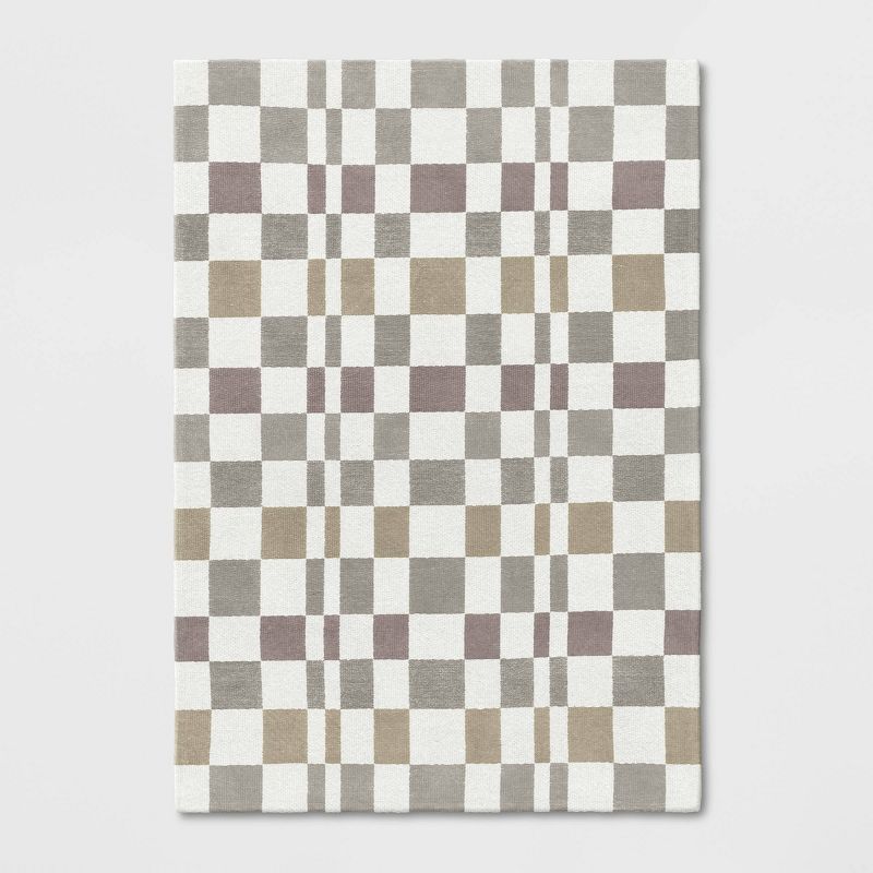 Checkered Woven Flatweave Area Rug White - Threshold™, 1 of 12