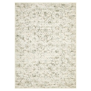 Washable Vintage Living Room Rugs, Distressed Floral Print Non Slip Bedroom Rugs, Low Pile Stain Resistant Accent Large Carpet for Home Office - 1 of 4