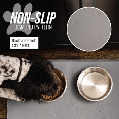 Beige Silicone Dog Food Mat with Raised Edges