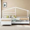 Twin Size L-Shaped House Platform Bed with Roof Frame and 3 Storage Drawers, Solid Wood and MDF Frame - 2 of 4