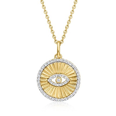 Ross-Simons 0.25 ct. t.w. Diamond Evil Eye Pendant Necklace in 18kt Gold Over Sterling Size 18
