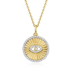 Ross-Simons 0.25 ct. t.w. Diamond Evil Eye Pendant Necklace in 18kt Gold Over Sterling Size 18 - 1 of 3