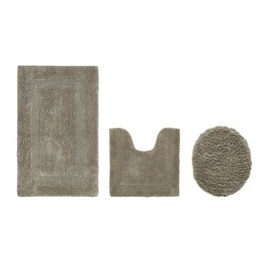 Lux Premium 100% Cotton  Ultra-Soft Tufted Solid Reversible 3 Piece Bath Rug Set, Water-Absorbent, Durable, Machine Washable Bathroom Rug - 1 of 4