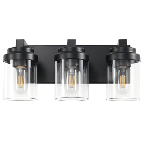 AndMakers 15.7 in. 3-Light Matte Black Wall Sconce with Clear Glass Shade - 1 of 4