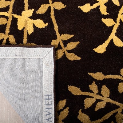 Brown and Yellow Floral Handmade Wool Accent Rug, 2' x 3'