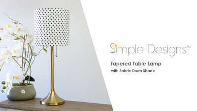 Brushed Nickel and White Tapered Table Lamp with Fabric Shade