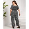 Clearlove Jumpsuits for Plus Size Women Casual Square Neck One Piece Floral Wide Leg Rompers - 4 of 4