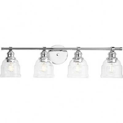 Progress Lighting Ambrose 4-Light Vanity Light, Polished Chrome, Clear Glass Shades