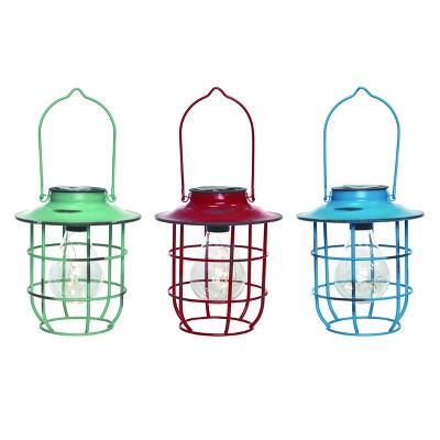 Transpac Metal Solar Hanging Retro Lantern Set of 3 Spring Home Decorations