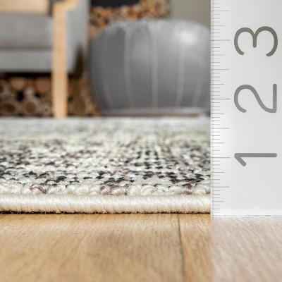 Ivory Braided Stripe Synthetic 4' x 6' Easy-Care Area Rug