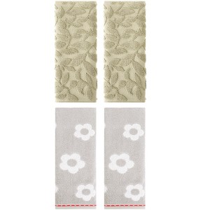 REGALWOVEN 4 Pcs Cute Floral Pattern Cotton Bathroom Soft Absorbent Hand Towel 14 x 30 Inch - 1 of 4