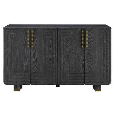 Luxystar 54" 4-Door Vintage Sideboard Cabinet with Storage and Adjustable Shelves for Dining and Living Room, Black