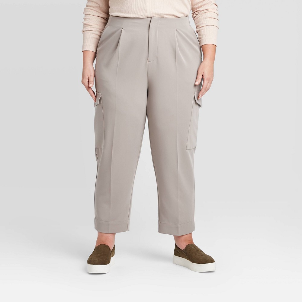 Women's Plus Size Mid-Rise Ankle Length Cargo Pants - Prologue Gray 24W was $29.99 now $20.99 (30.0% off)