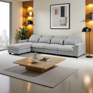 129.9" L-Shaped Sectional Sofa with Feather Cushions - 1 of 4