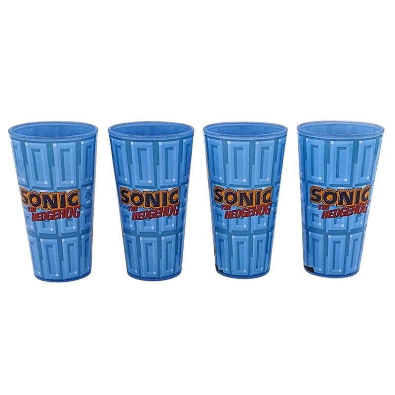 Just Funky Sonic the Hedgehog Pivel Design 16 oz Glass Tumbler Cups | Set of 4, 2 of 5