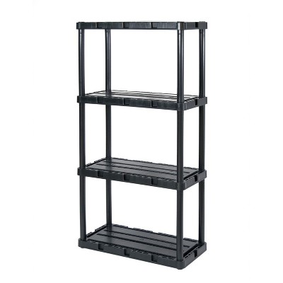 Gracious Living 91089-1C 24 x 12 x 33 Inch Knect A Shelf Fixed Height Light Duty Interlocking Home Garage Storage 4 Shelf Shelving Unit, Black