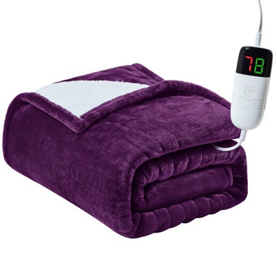 Inhand Heated Blanket Electric Heating Blanket Auto-Off 10 Heat Level Over-Heat Protection Flannel ETL Certified