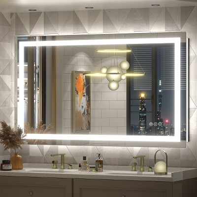 Apmir Super Bright Front & Back LED Lighted Anti-Fog Tempered Glass Bathroom/Vanity Mirror with ETL & 3-Year Warranty