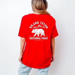 Simply Sage Market Vintage Grand Teton National Park Front And Back Short Sleeve Tee - XS - Red - 1 of 4