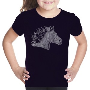 LA Pop Art Girl's Word Art T-shirt - Horse Mane - 1 of 4